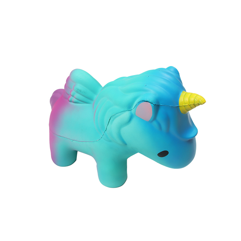 An enormous one-horned colorful horse