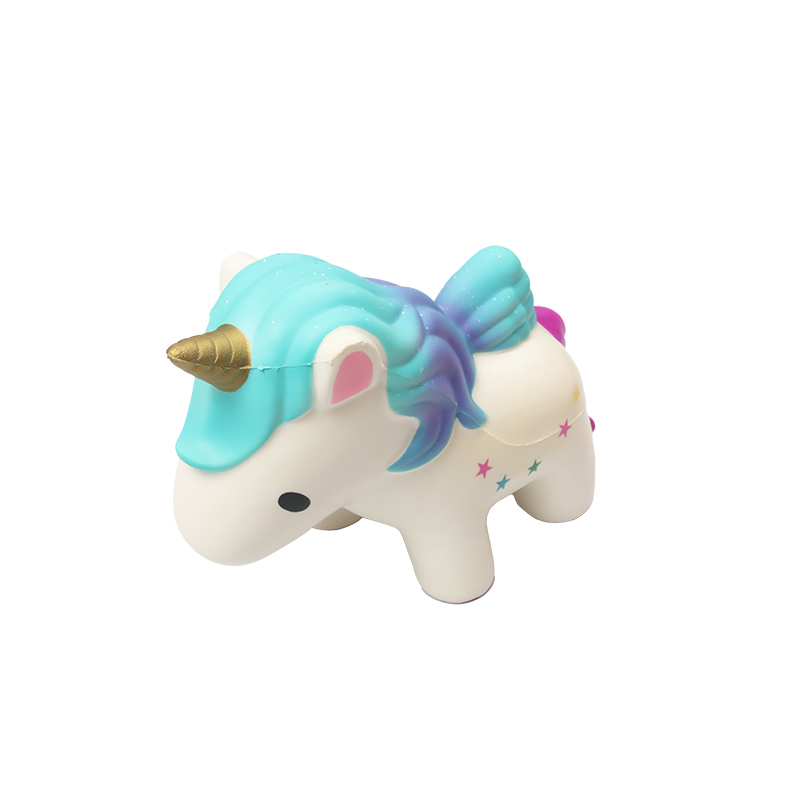 An enormous one-horned colorful horse