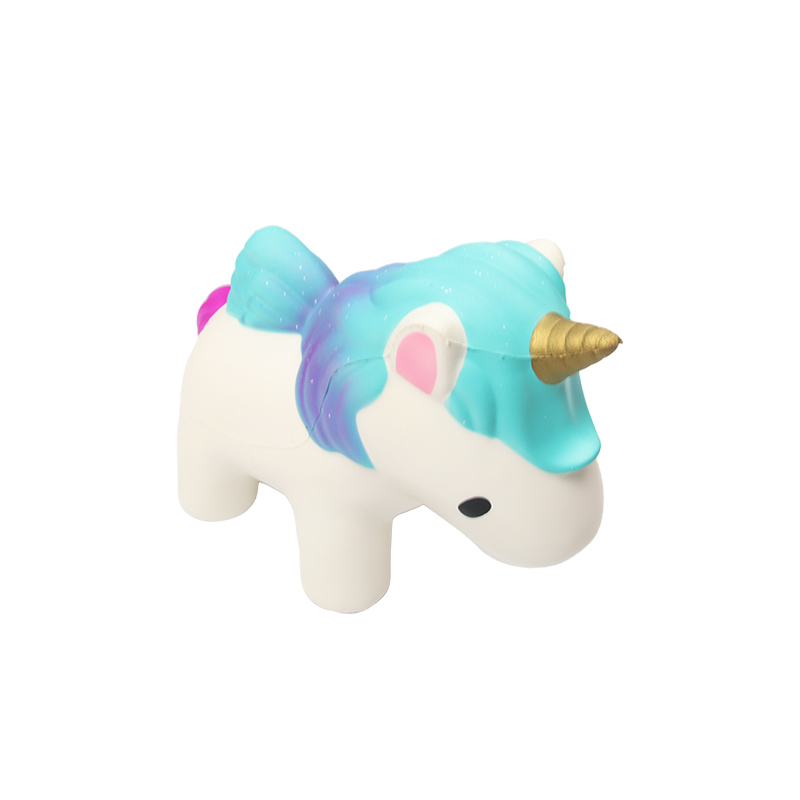 An enormous one-horned colorful horse