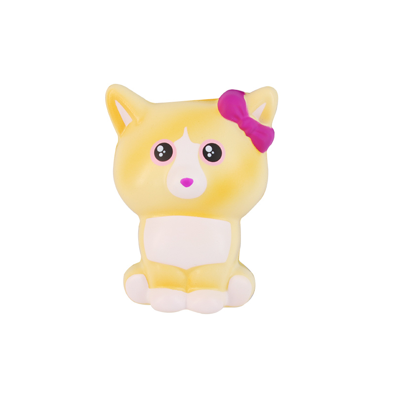 A fridge magnet featuring a yellow cat.