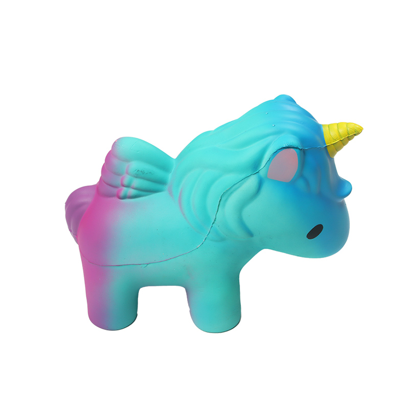 An enormous one-horned colorful horse